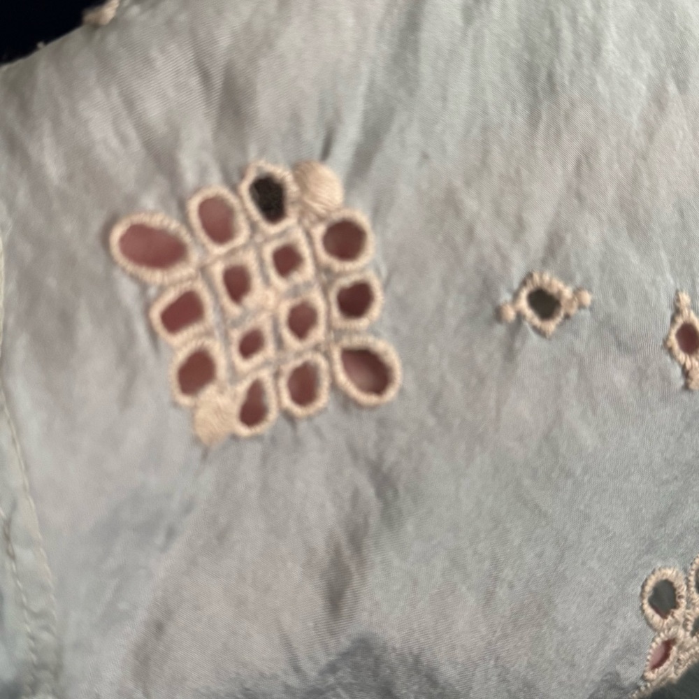 Johnny Was XS 100% Linen Blue Eyelet Tunic Tank Top Boho Lagenlook Art To Wear - Picture 7 of 7